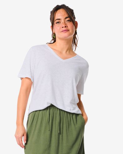 dames t-shirt Char met linnen wit