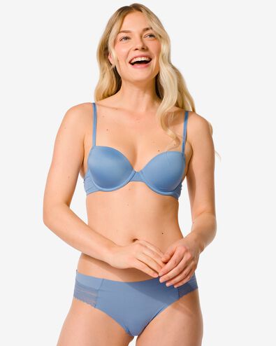 voorgevormde bh met beugel recycled/micro middenblauw