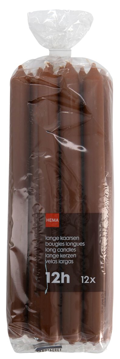 lange huishoudkaarsen &Oslash;2.2x29 bruin - 12 stuks