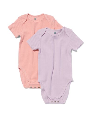 meegroei rompers rib bamboe stretch - 2 stuks lila