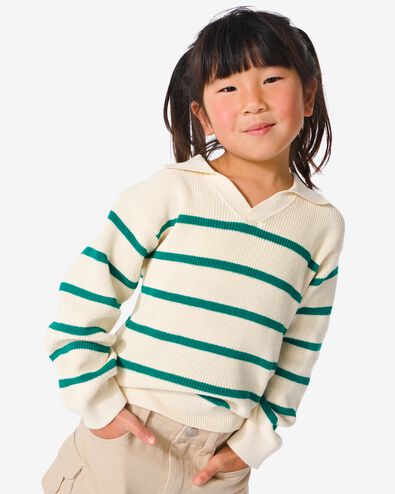 gebreide kindertrui met kraag gebroken wit