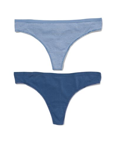 dames strings stretch katoen - 2 stuks blauw