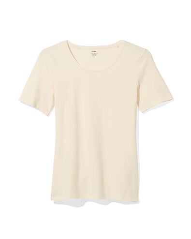 dames t-shirt o-hals korte mouw gebroken wit