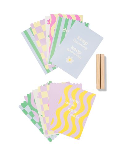 affirmation kaarten met houten standaard - 12 stuks
