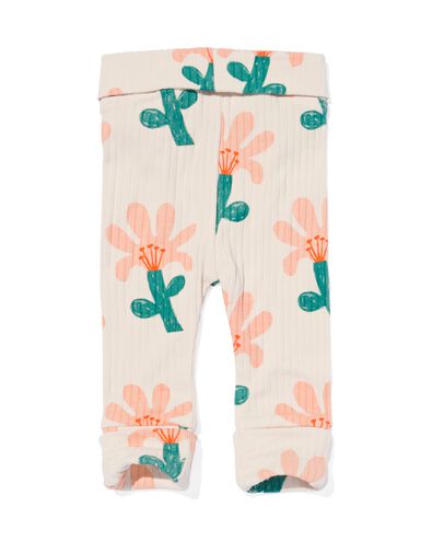 newborn meegroei legging rib met bamboe bloemen ecru