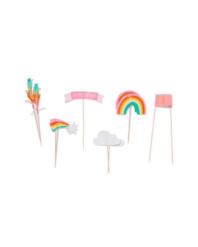 taartdecoratie prikkers regenboog - 10stuks