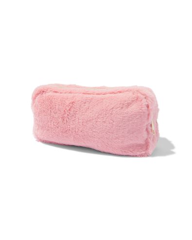 etui met dubbele rits fluffy roze