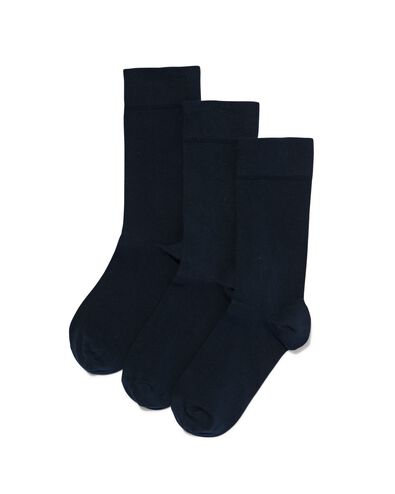 herensokken biologisch katoen - 3 paar donkerblauw