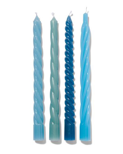 kaarsen met twist &Oslash;2x25 blauw - 4 stuks