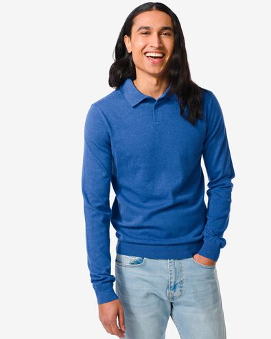 heren polo gebreid blauw