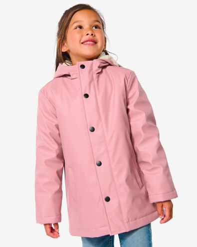 kinder jas PU met capuchon oudroze