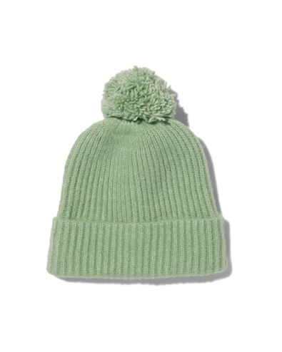 kindermuts gebreid met pompon mintgroen