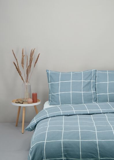 dekbedovertrek flanel ruiten blauw blauw