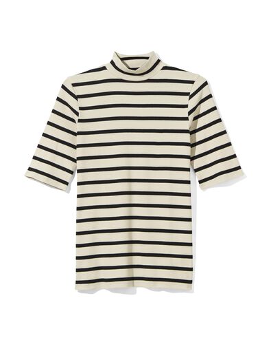 dames t-shirt Clara rib wit/zwart