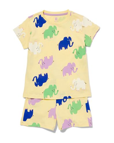 kinder shortama katoen olifant geel