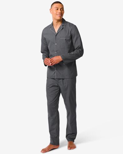 heren pyjama met blokjes poplin zwart