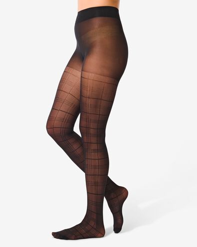 fashionpanty tartan ruit 30 denier zwart
