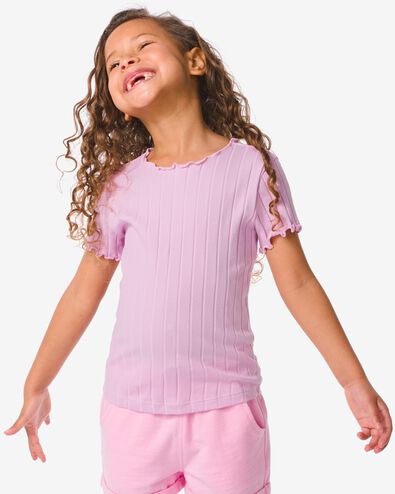 kinder t-shirt met ribbels paars