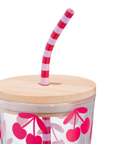 drinkbeker met rietje 410ml kersen