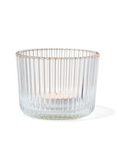 sfeerlichthouder met ribbels &Oslash;8.5x6.5 glas