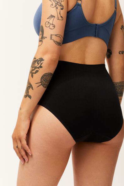 naadloze menstruatieslip met hoge taille lichte absorptie  zwart