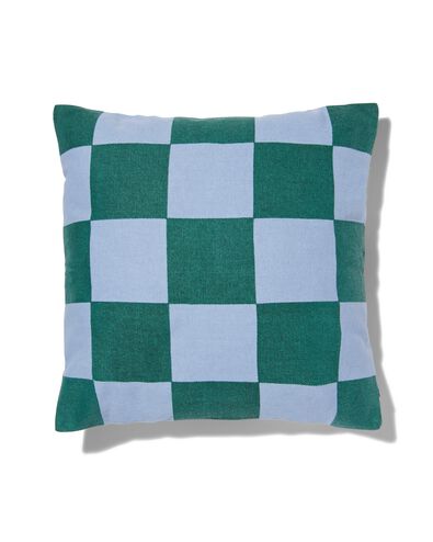 kussenhoes katoen met blokken 50x50 groen