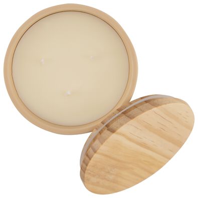 kaars met 3 lonten in naturel pot &Oslash;11x7.5