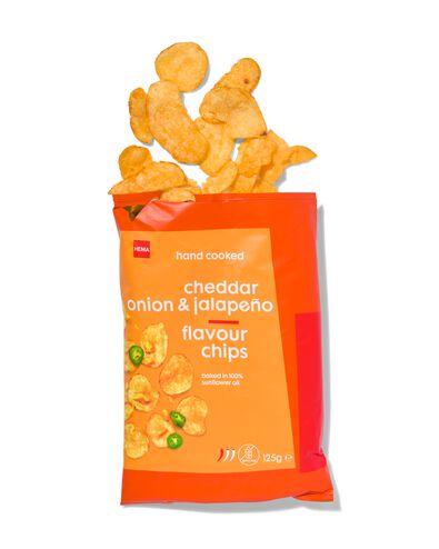 chips met cheddar, ui, jalapeno 125gram