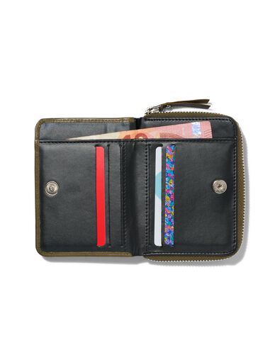 ritsportemonnee groen leer RFID 9.x11.5
