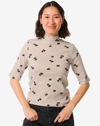 dames t-shirt Clara rib zand