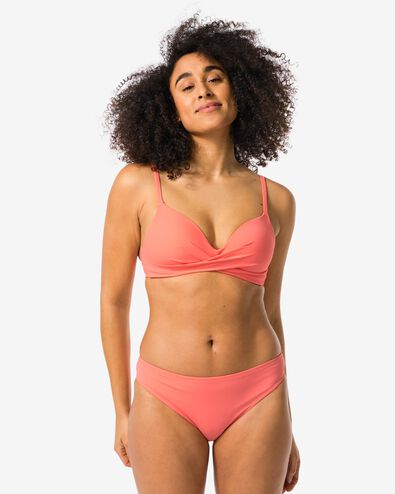 dames bikinibroekje middelhoge taille koraal