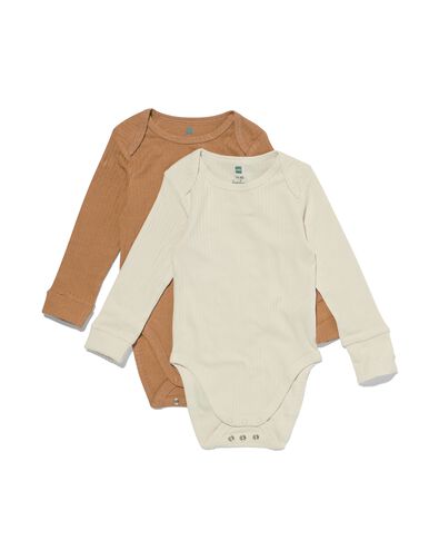 meegroei rompers rib met bamboe stretch - 2 stuks bruin