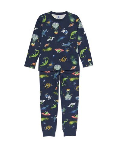 kinder pyjama space dino donkerblauw