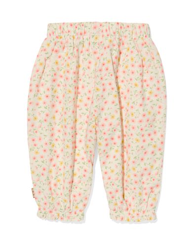 newborn broek biologisch katoen met bloemen gebroken wit