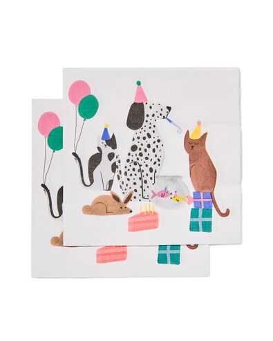 servetten 33x33 papier feestbeesten - 20 stuks