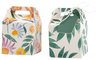cadeaudoosjes karton 5x5x5 bladeren/bloemen - 6 stuks