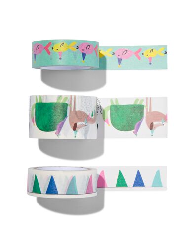 washi tapes 5m feestbeesten - 3 stuks