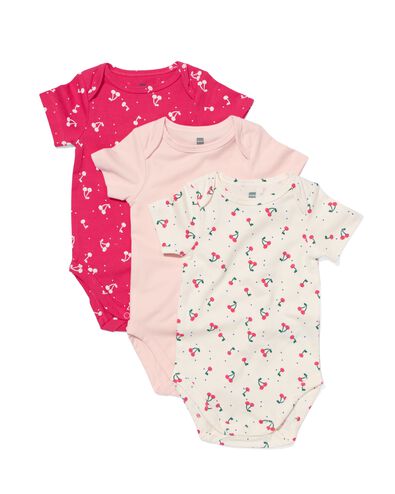 rompers biologisch katoen met stretch - 3 stuks roze