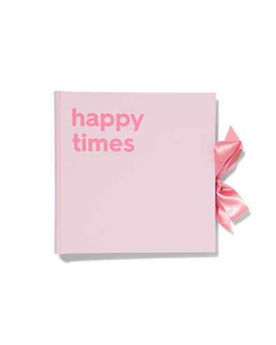 fotoboek met strik 24x24.5 linnen roze