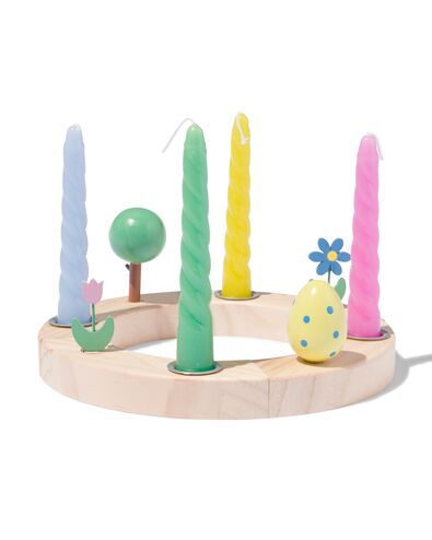 houten jaarring kandelaar met voorjaarsfiguren &Oslash;21cm