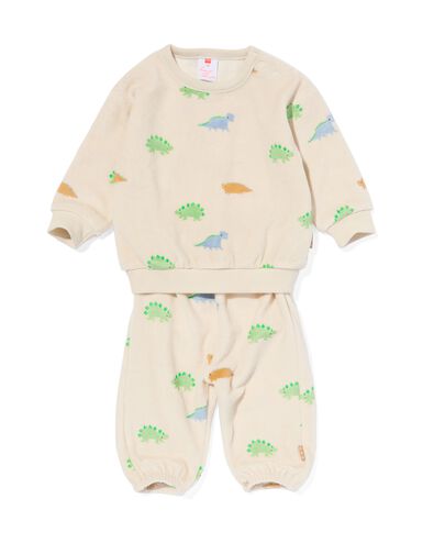newborn kledingset badstof dino ecru
