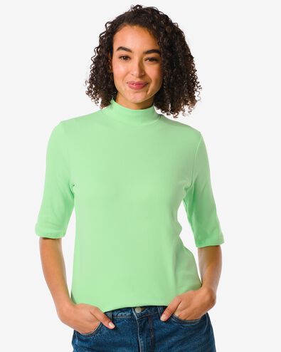 dames t-shirt Clara rib groen