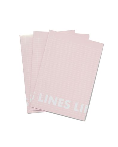 schriften roze A4 gelinieerd - 3 stuks