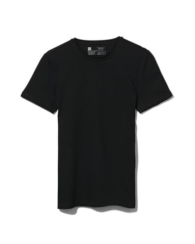 heren t-shirt regular fit o-hals - 2 stuks zwart