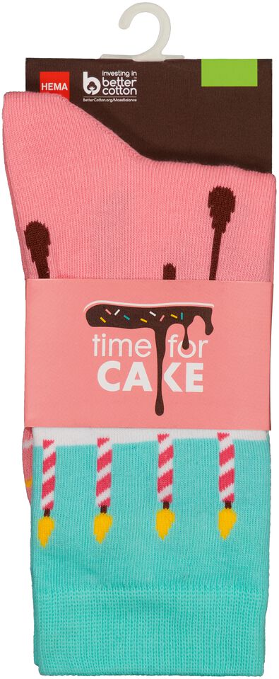 sokken met katoen time for cake roze
