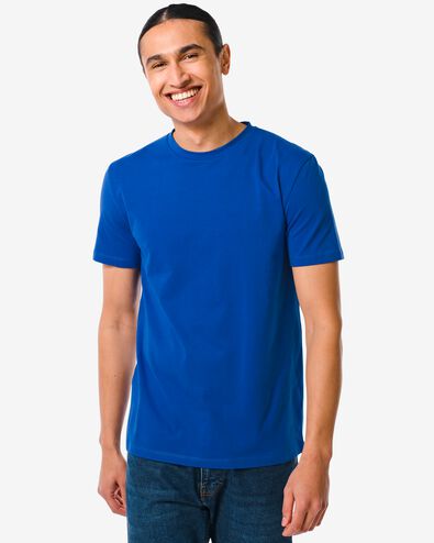 heren t-shirt regular fit o-hals  blauw