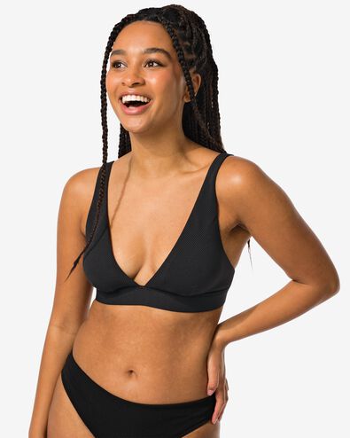 dames triangel bikinitop hoog zwart