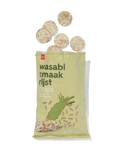 zilvervliesrijstchips met wasabismaak 60gram