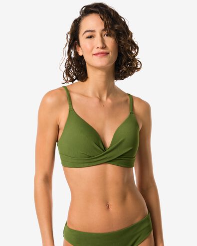 dames beugelloze bikinitop legergroen