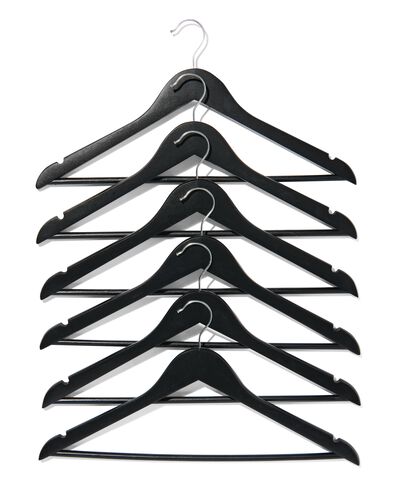 kledinghangers zwart hout - 6 stuks